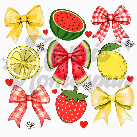 Summer Fruits and Bows DTF Print