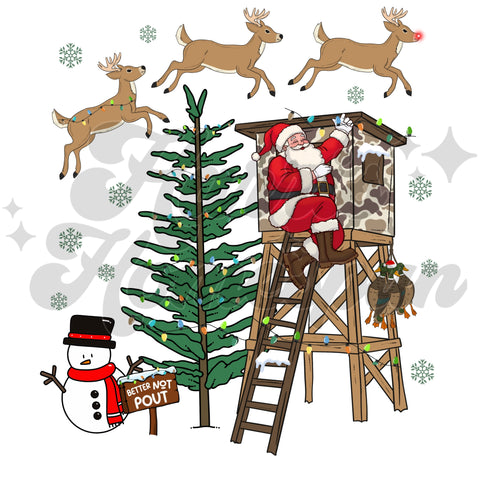 Santa Hunting Stand DTF Print