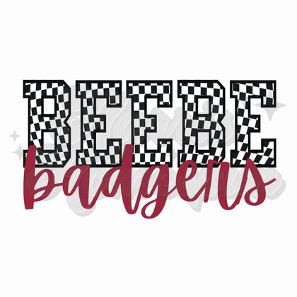 Beebe Badgers Checkered DTF Print