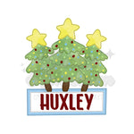 Faux Embroidery Trees With Stars on Top DTF Print with name option