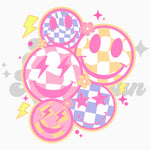 Checkered Smiley Cluster DTF Print