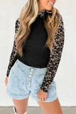 Black Floral Lace Long Sleeve High Neck Top