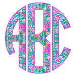 Bright Summer Floral Circle Monogram DTF Print