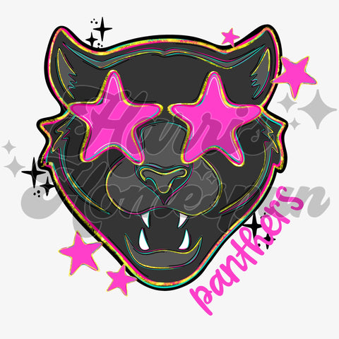 Pink Star Eyes Panther DTF Print