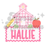 Pink School House DTF Print with name option