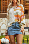 Hooded Stripe Colorblock Sweater