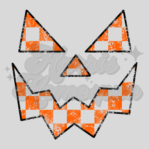 Jack-O-Lantern Checkered Face DTF Print