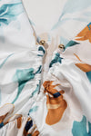 White Floral VNeck Puff Sleeve Top