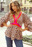 Leopard Bright Waistband 1/2 Sleeve Top