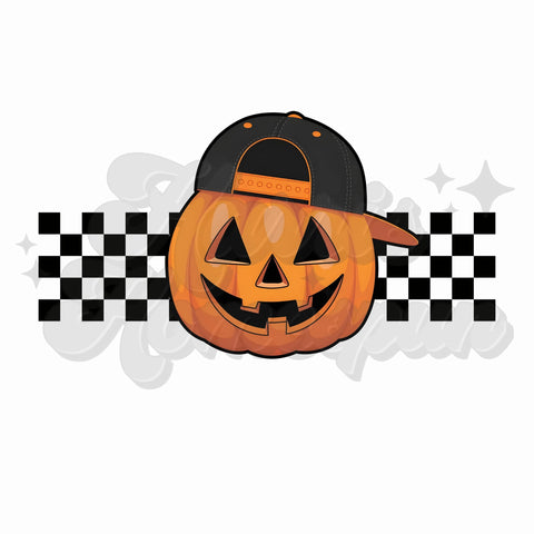 Boy Checkered Pumpkin DTF Print