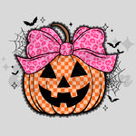 Orange Checkered Pumpkin with Bow DTF Print
