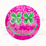 Faux Glitter Clover Smiley DTF Print