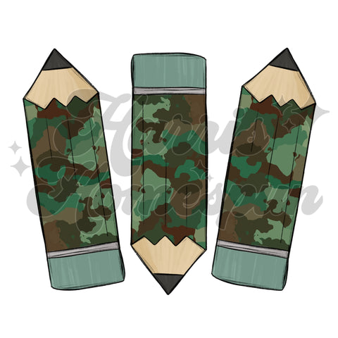 Camo Pencils DTF Print