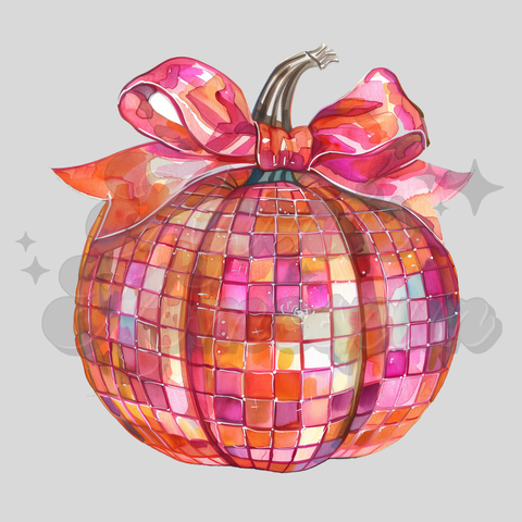 Pink Disco Pumpkin DTF Print