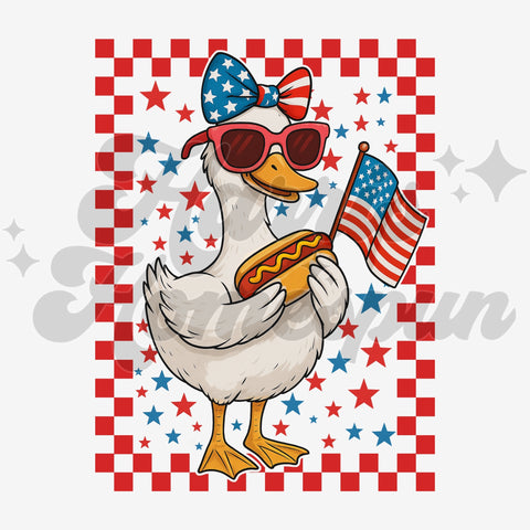 Girly Patriotic Goose DTF Print
