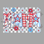 Patriotic MAMA Checkered Flowers DTF Print