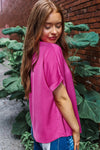 Bright Pink Silky VNeck Top