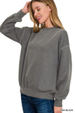 Zenana Pigment Dye Fleece Oversized Pullover