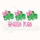 Clover Trio with Pink Bows DTF Print with name option