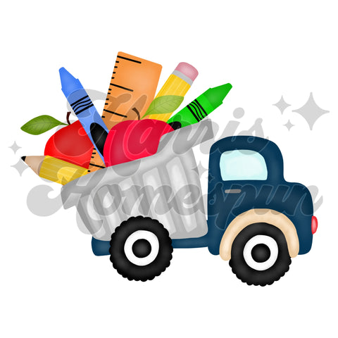 School Supplies Dump Truck DTF Print