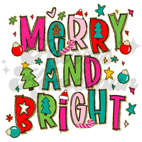 Merry and Bright DTF Print