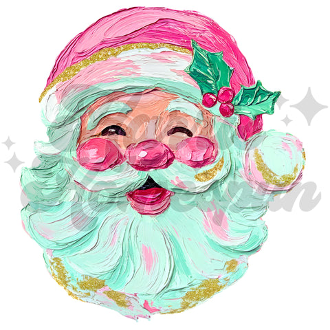 Faux Painted Santa Head DTF Print