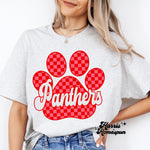 Red on Red Checkered Paw Panthers Completed Top