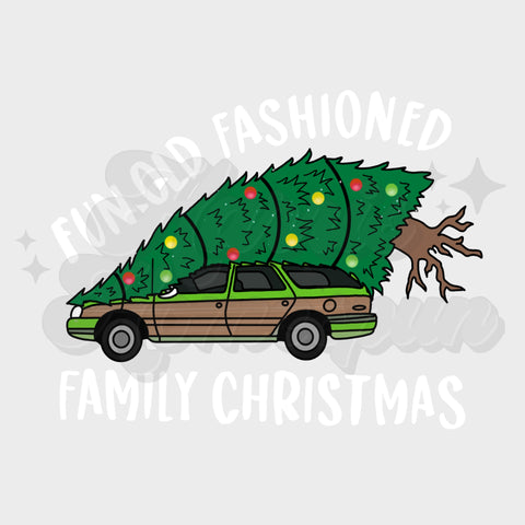 Fun Old Fashioned Family Christmas DTF Print