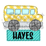Drawn Bus DTF Print with name option