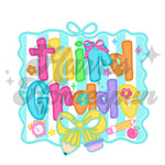 Mint Striped Bow Third Grade DTF Print