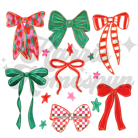 Christmas Bows DTF Print