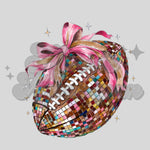 Pink Disco Football with Bow DTF Print