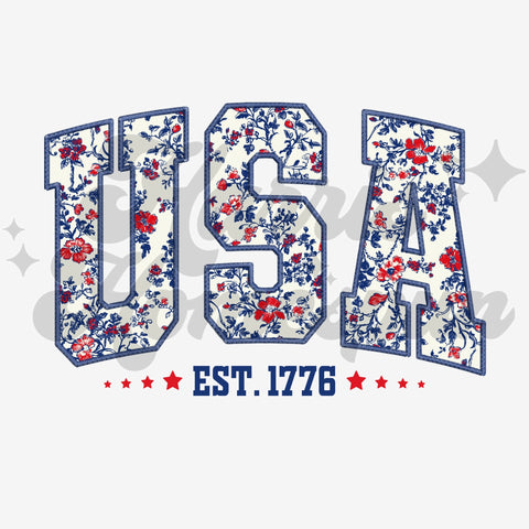 Floral USA DTF Print