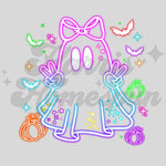 Neon Ghost with Bow DTF Print