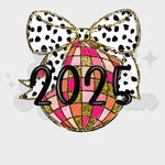 2025 Disco Ball Bow DTF Print