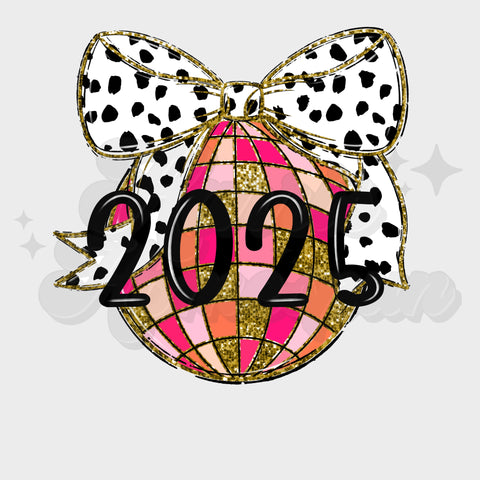2025 Disco Ball Bow DTF Print