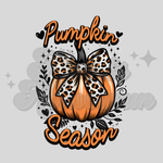 Pumpkin Season Leopard Bow DTF Print