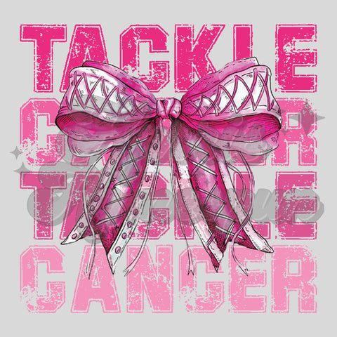 Pink Tackle Cancer Bow DTF Print