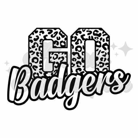 Go Badgers Black and White Leopard DTF Print