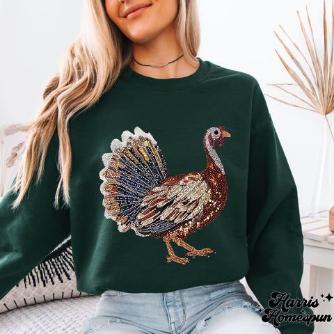 Faux Rhinestone Turkey Completed Top