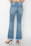 Risen High Rise Crop Bootcut Frayed Jeans