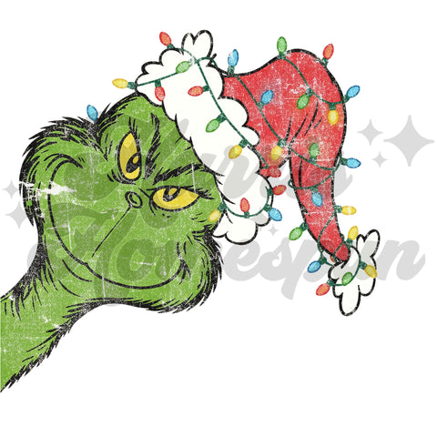 Green Guy Peeking DTF Print