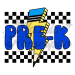 Pre K Blue Pencil DTF Print