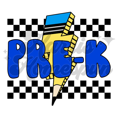Pre K Blue Pencil DTF Print