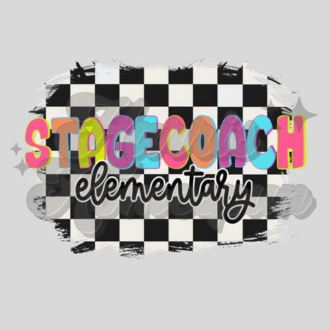 Stagecoach Elementary Checkered Colorful DTF Print