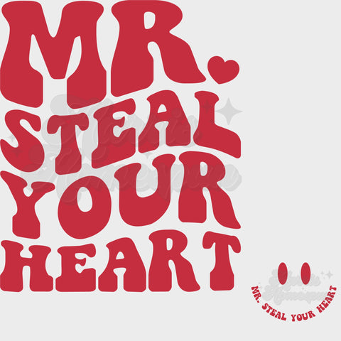 Mr. Steal Your Heart DTF Print with different color options