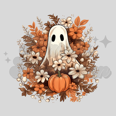 Fall Flowers Ghost DTF Print