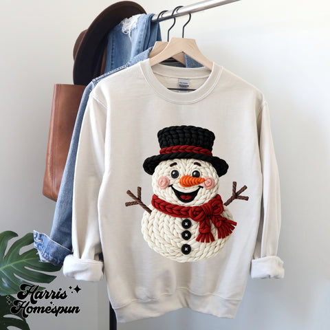 Snowman Faux Yarn Completed Top