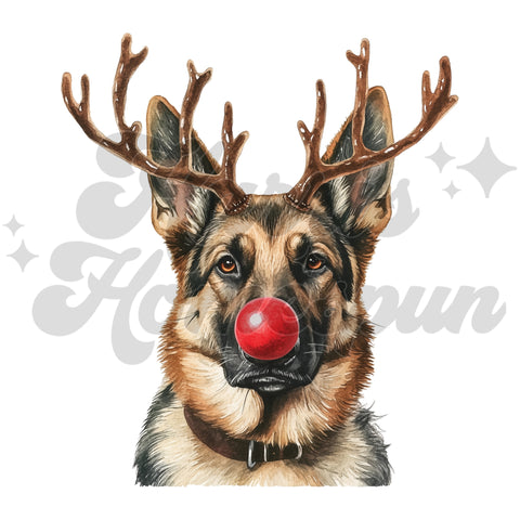 German Pup Reindeer DTF Print