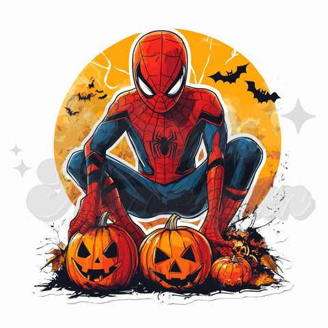 Spider-Man with Pumpkins DTF Print